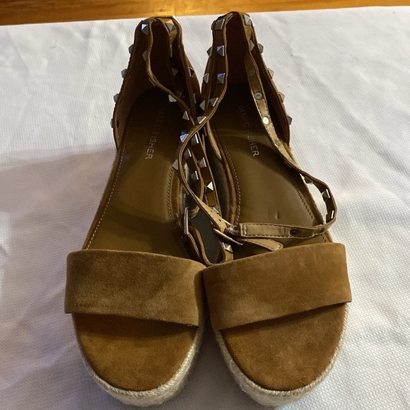 Marc Fisher Jazlyn Wo Size 8 Tan Espadrille Shoes with Double wrap ankle straps - Picture 14 of 15